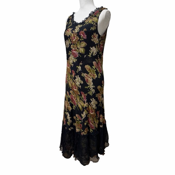 Vintage April Cornell Floral Sheer Midi Dress Size S Whimsigoth Fairy Romantic - Picture 3 of 9